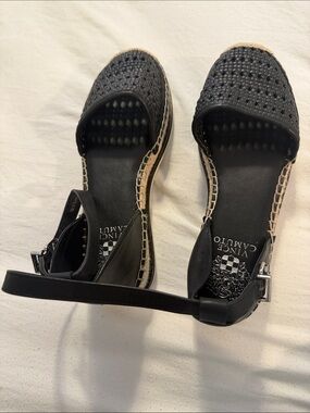 Vince Camuto Black Woven Espadrille Ankle-Strap Sandals
